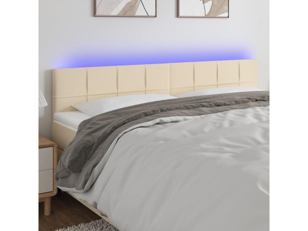 Tête de lit à LED Crème 160x5x78/88 cm Tissu YKEB41192