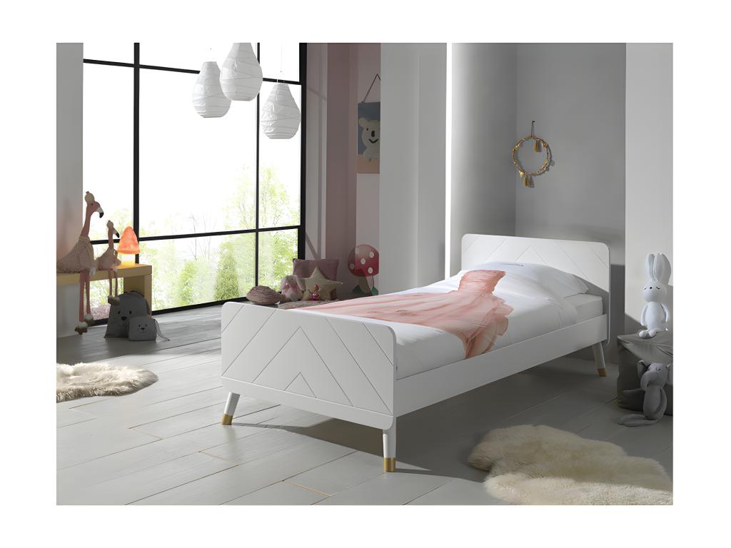 Lit Enfant en Bois Massif Cosymeub 90x200cm Blanc LKLW83494