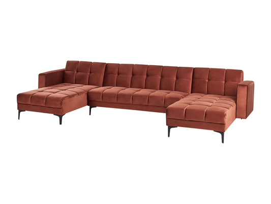 Canapé-lit modulable en forme de U Chezlova Velours Rouge clair 5 places Chezlovaétrique LXBI91923
