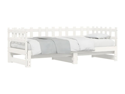 Lit coulissant sans matelas blanc 2x 90x190 cm bois massif UTEL63749