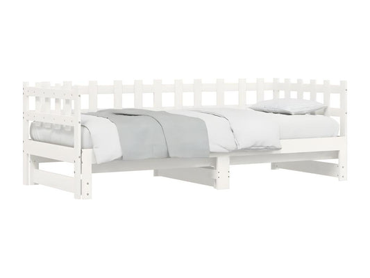 Lit coulissant sans matelas blanc 2x 90x190 cm bois massif UTEL63749