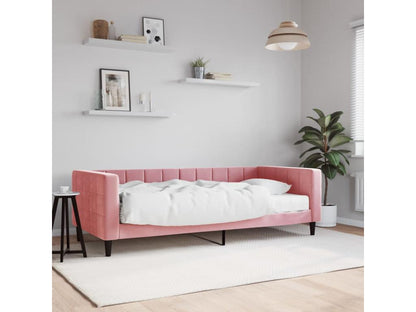 Lit de jour avec matelas rose 90x200 cm velours NIKB93100