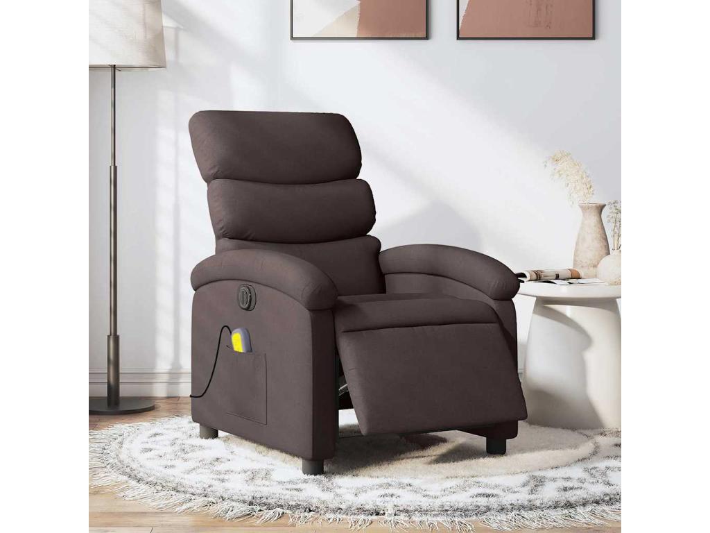 Fauteuil massant inclinable électrique Marron foncé Tissu USNU42766