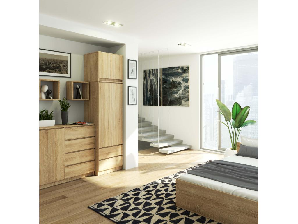 Armoire avec surmeuble Chezlova STAR Chêne Chezlova 60 cm 2 portes 2 tiroirs façade Chêne Chezlova 3 étagères 60x51x234 cm CDHS52029