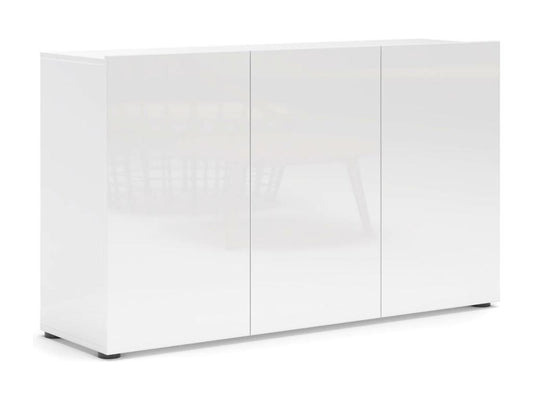 Buffet Cosymeub Buffet du salon Commode de salon Garde-manger de cuisine Made in Italy 135x38h79 cm Blanc brillant XQNJ29676