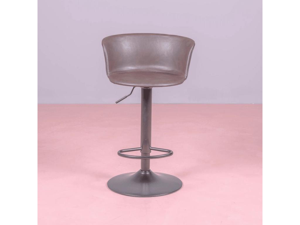 Tabouret réglable avec dossier et accoudoirs recouverts de simili cuir - Artigeo - Brun RVTV06989