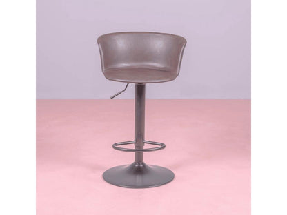 Tabouret réglable avec dossier et accoudoirs recouverts de simili cuir - Artigeo - Brun RVTV06989