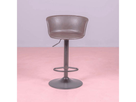 Tabouret réglable avec dossier et accoudoirs recouverts de simili cuir - Artigeo - Brun RVTV06989