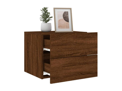 Tables de chevet murales avec Artigeoères LED 2 pcs chêne marron XOGY10063