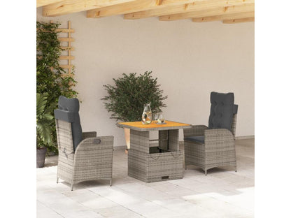 Ensemble à manger de jardin 3 pcs coussins gris résine tressée FJWF57350