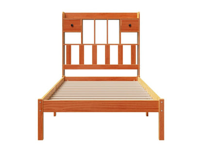 Lit bibliothèque sans matelas cire marron 100x200 cm pin massif CTCB22536