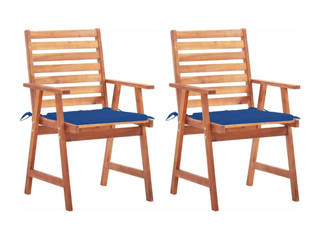 Chaises à manger d'extérieur lot de 2 et coussins Artigeo massif MWRY03754