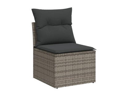 Salon de jardin avec coussins 10 pièces gris résine tressée EASG43298