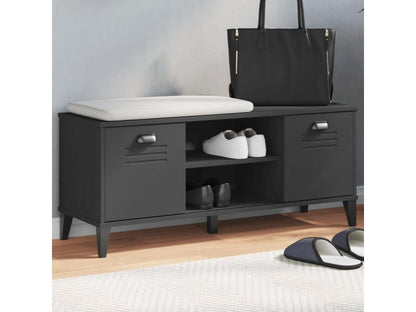 Banc à chaussures Artigeo noir 106x35x45 bois massif de pin WIGC57770