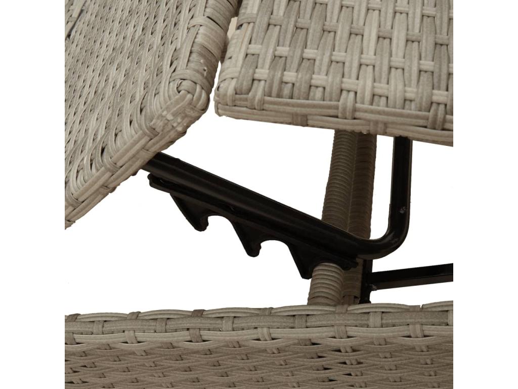 Chaise longue avec coussin gris clair résine tressée WWBP03869