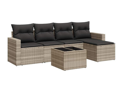 Salon de jardin 6 pcs avec coussins gris clair résine tressée SZLH22898