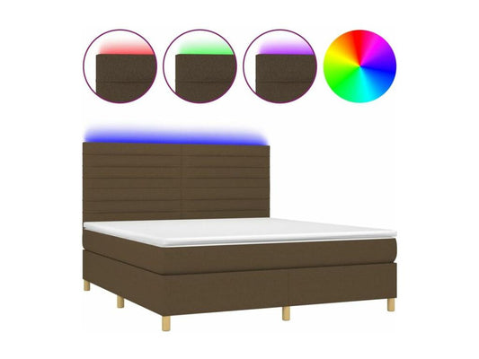 Sommier à Artigeo de lit matelas et LED Marron foncé 160x200 GWCB87064