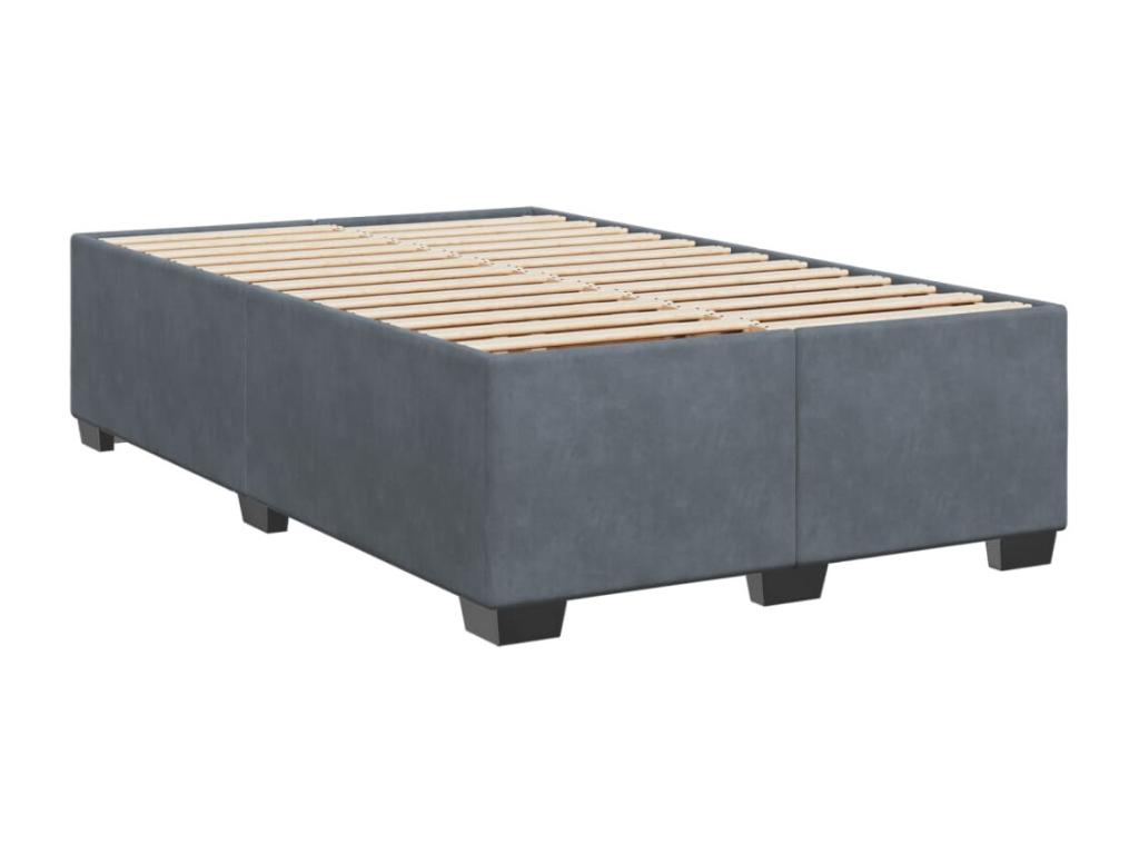 Sommier à Artigeo de lit et matelas gris foncé 120x190cm velours WYAJ58033