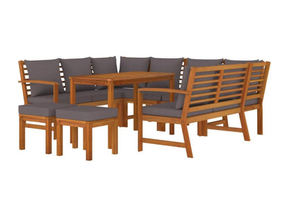Ensemble à manger de jardin coussins 9 pcs Bois Artigeo GBFO10675