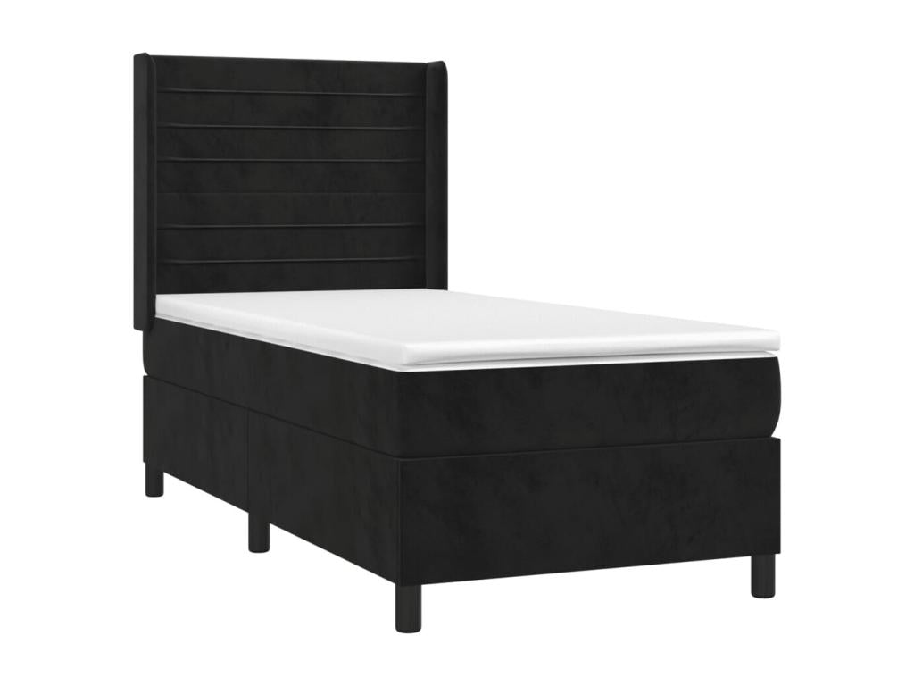 Sommier à Artigeo de lit avec matelas Noir 90x200 Velours TQYW10886