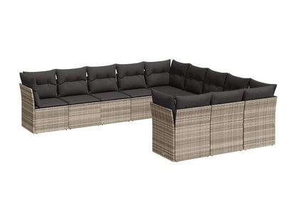 Salon de jardin 11 pièces avec coussins gris clair résine tressée FJXV54494