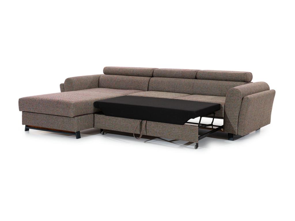 Canapé angle gauche convertible velours bordeaux avec appuis-tête réglables Artigeo 300cm GSVC23418