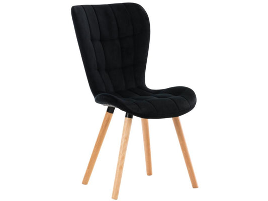 chaise salle à manger - Velours / Bois - Noir - Artigeo LQLT37850