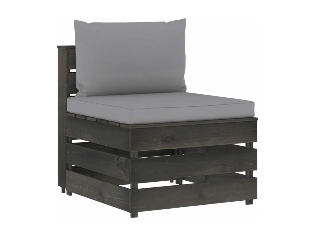 Salon de jardin 3 pièces avec coussins Bois imprégné de gris UMYL12317