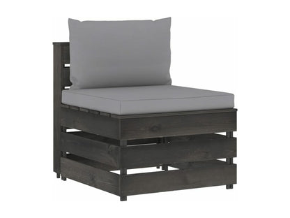 Salon de jardin 3 pièces avec coussins Bois imprégné de gris UMYL12317