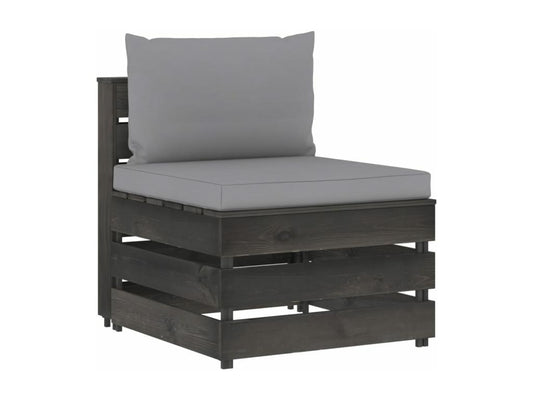 Salon de jardin 3 pièces avec coussins Bois imprégné de gris UMYL12317