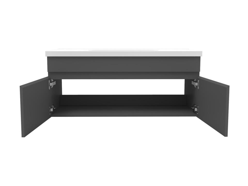 Meuble salle de bain simple vasque 100cm meuble miroir Anthracite Artigeo JKUA36999