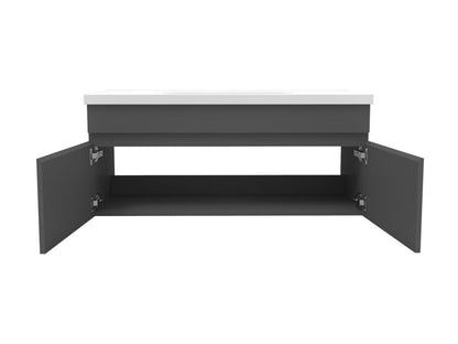 Meuble salle de bain simple vasque 100cm meuble miroir Anthracite Artigeo JKUA36999