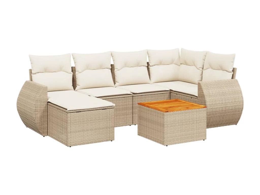 Salon de jardin avec coussins 7 pcs beige résine tressée FHMM38329