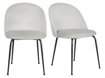 Lot de 2 chaises velours gris capitonnée et pieds métal noir - Artigeo OHBC67533