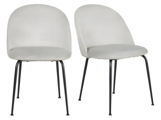 Lot de 2 chaises velours gris capitonnée et pieds métal noir - Artigeo OHBC67533