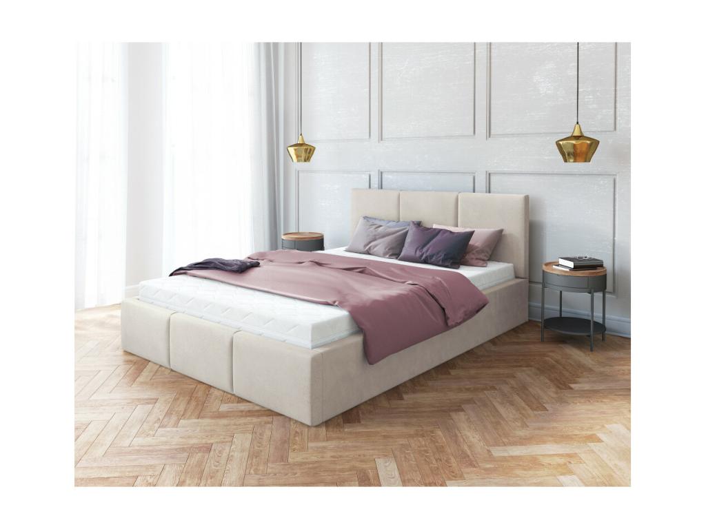 Lit coffre Cosymeub 140x200 cm avec sommier à Cosymeub relevable Beige JCJX05446