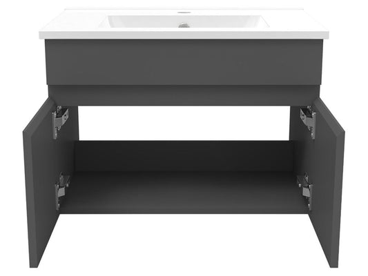 Meuble salle de bain simple vasque 60cm meuble miroir Anthracite Artigeo ACNZ55031