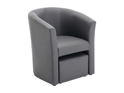 Fauteuil cabriolet et pouf en simili gris Chezlova ETJN91488