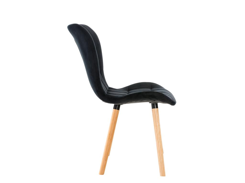 chaise salle à manger - Velours / Bois - Noir - Artigeo LQLT37850