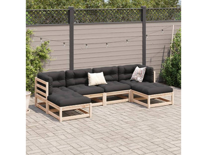 Salon de jardin 6 pcs avec coussins bois de pin massif GFKP18986