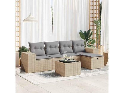Salon de jardin avec coussins 6 pièces beige résine tressée XOAL86368