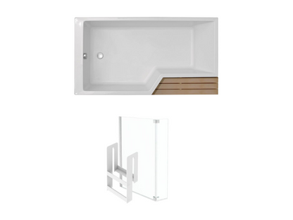 Baignoire bain douche Artigeo Neo étagère pare bain 180x80 version gauche QWQC43198