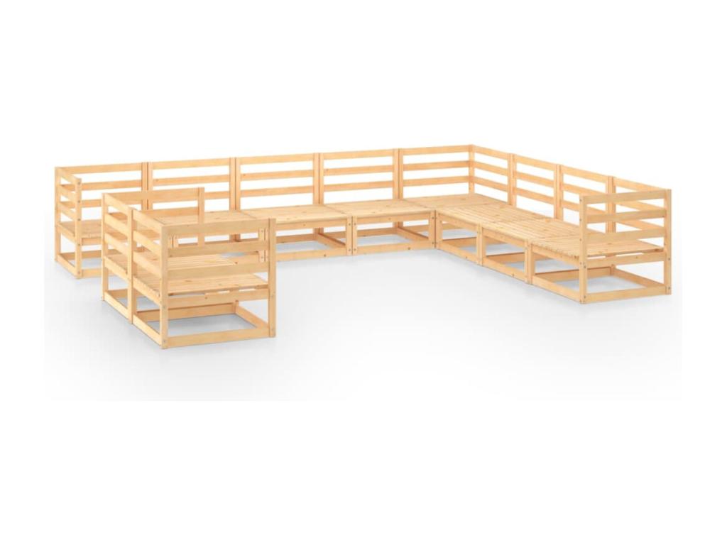 Salon de jardin 10 pcs bois de pin massif NWXJ32351