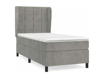 Lit à sommier tapissier et matelas Gris clair 90x190 cm Velours ZVLE49739