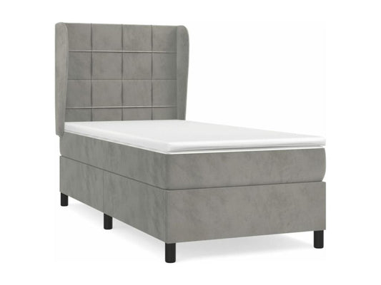 Lit à sommier tapissier et matelas Gris clair 90x190 cm Velours ZVLE49739