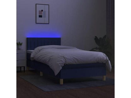 Sommier tapissier avec matelas et LED Bleu 90x200 cm Tissu YHMI57420