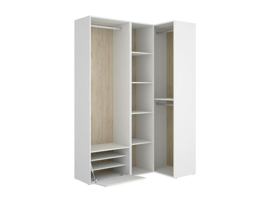 Grande Garde-robe Dbhati Meubles de chambre Penderie de plain-pied Placard à vêtements 145x85 h205 cm Blanc et Chêne clair ROKF25998