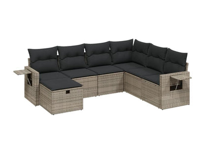 Salon de jardin avec coussins 7 pièces gris résine tressée PKDM95608