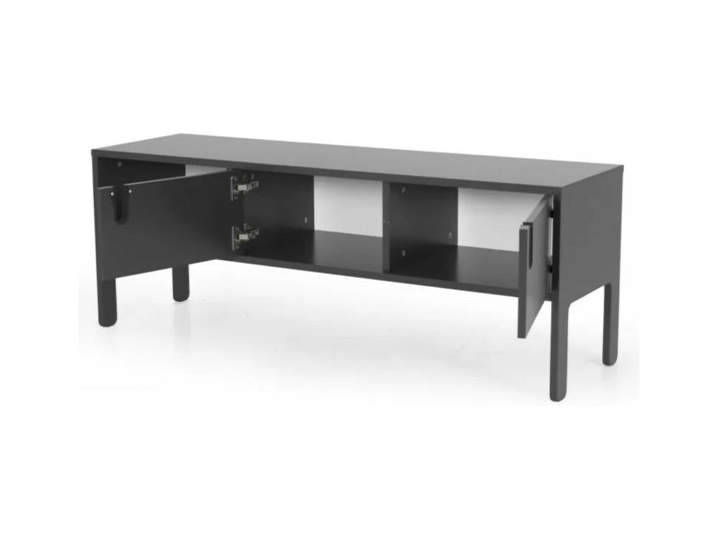 Artigeo - Meuble TV en bois 2 portes L137cm Couleur - Gris anthracite QYTI89231