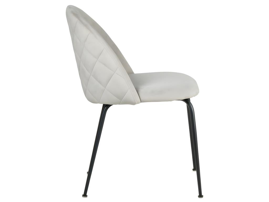 Lot de 2 chaises velours gris capitonnée et pieds métal noir - Artigeo OHBC67533